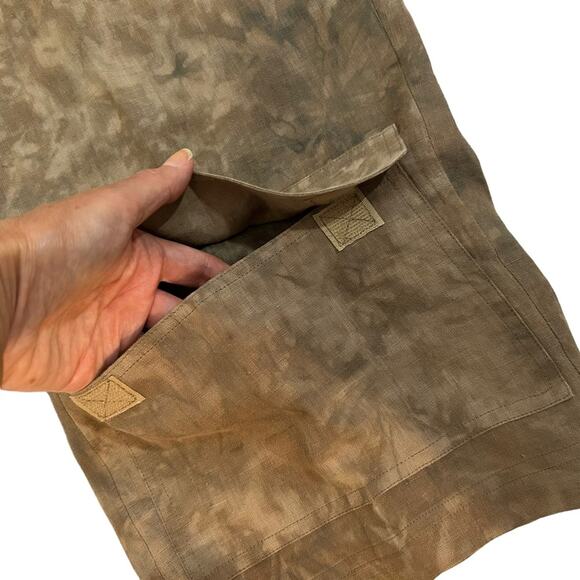 Chico’s Design Size 0 XS Brown Linen Tie Dye Print Drawstring Crop Cargo Pants - Picture 7 of 15